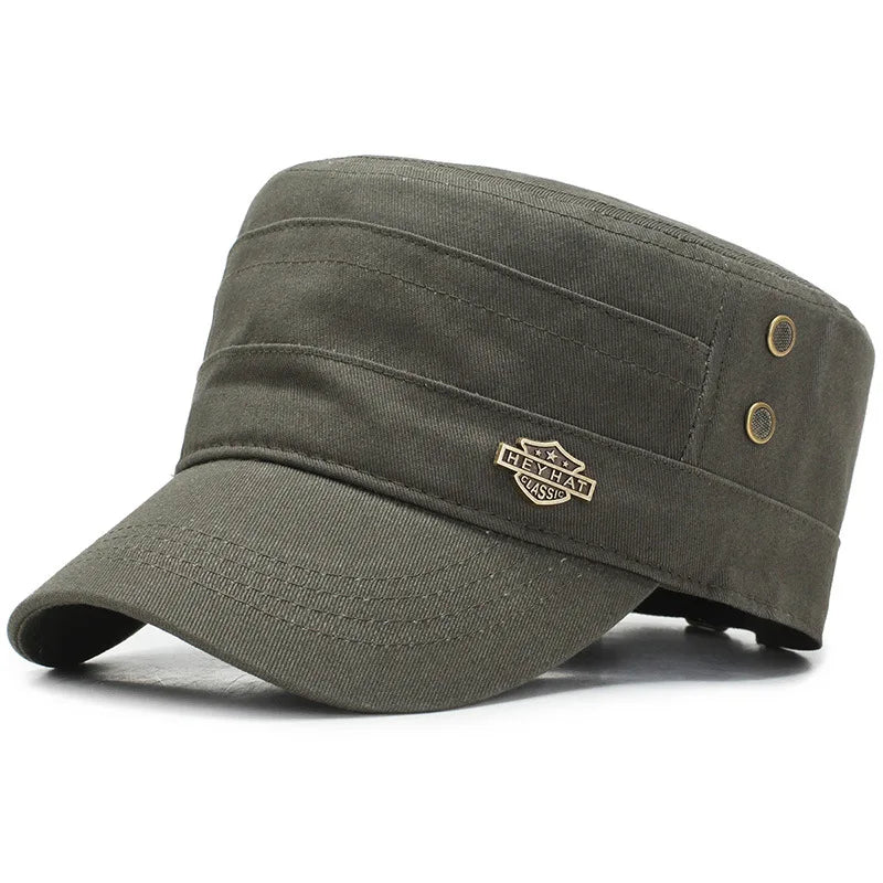 Men  Cap Summer Autumn Casual Cadet Hat Flat Top Caps Female Vintage Hats Bone Man Cap Fashion Shade Cotton Cap
