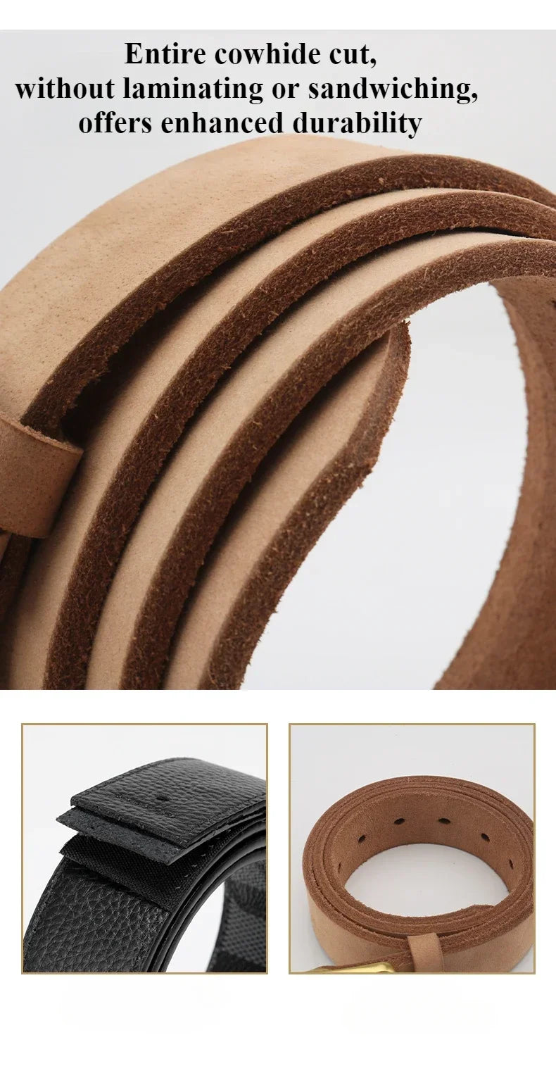 Leather Belt for Men Made From Genuine Whole Cowhide, Trimmed Edge Belt, Cowhide in Natural Color, Casual and Retro Style,