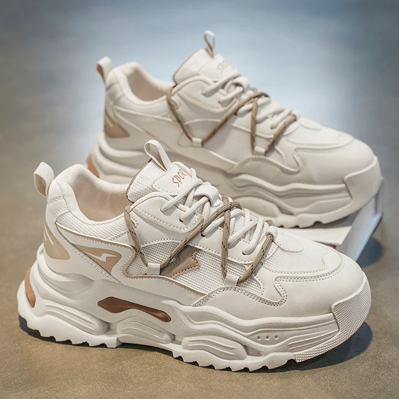 Men Sneakers 2025 Autumn New Mesh Breathable Running Sport Shoes Light Soft Thick Sole Hole Man Casual Shoes Athletic Sneakers