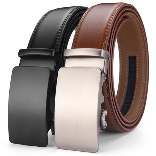 Automatic Ratchet Belt for Men - Men‘s Belts Original Real Genuine Leather Belt Cowhide for Pants Jeans - Micro Adjustable Belt
