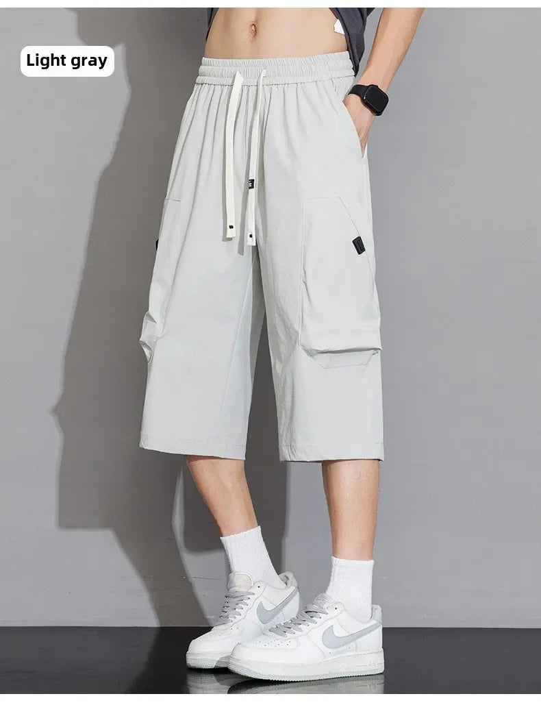 Short Men's Clothing Man Shorts Casual Loose Fit Short Mens Male New Summer Work Shorts Men Drawstring Cargo Pants Men