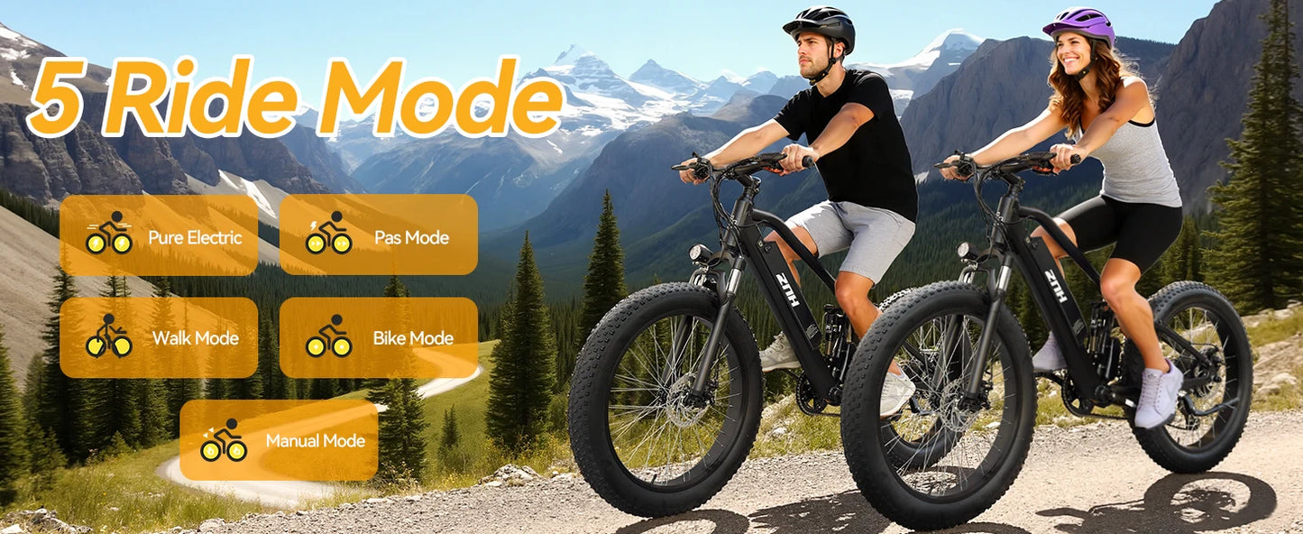 【1 Year Warranty】ZNH Electric Bicycle for Adults,1000W,48V 13Ah Battery, 26MPH Electric Bike, 26*4 Inch Fat Tire E-bike,UL 2849
