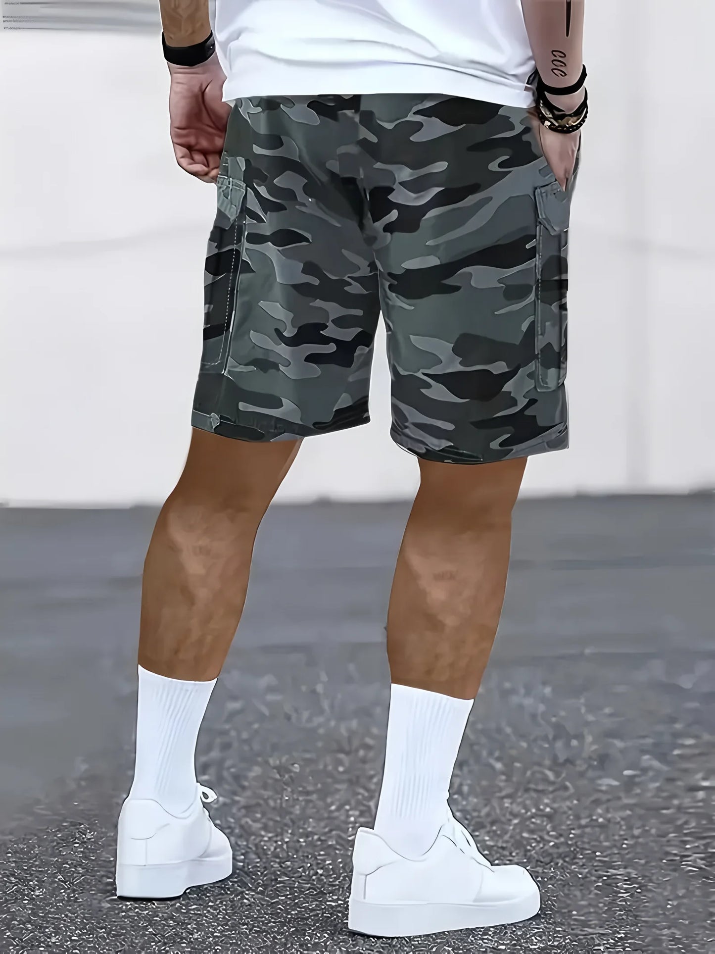 Men's Shorts Summer Casual Jogging Cargo Shorts Loose Multi-pockets Elastic Waist Work Hiking Overalls Short Pants