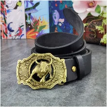 Brass Owl Belt Buckle Yellow Belts For Men Ceinture Homme Men Leather Belt Cowboy Jeans Male Leather Belt Strap Wide MBT0106