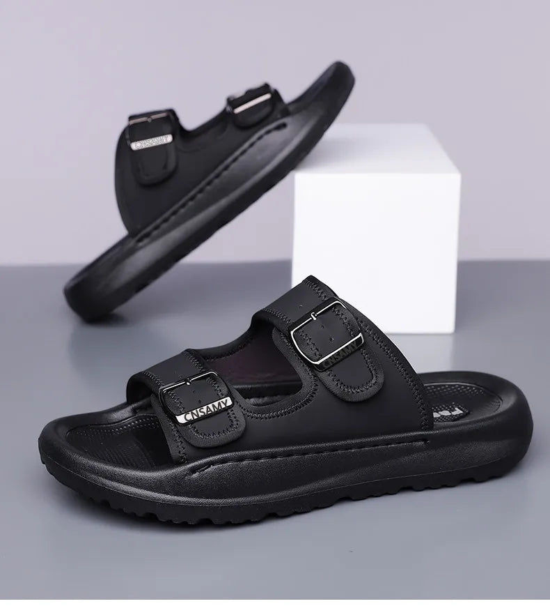 Men's Slippers 2025 Summer Breathable Outdoor Beach Sandals Non Slip Flip Flops New Flat Slippers High Quality Men's Shoes