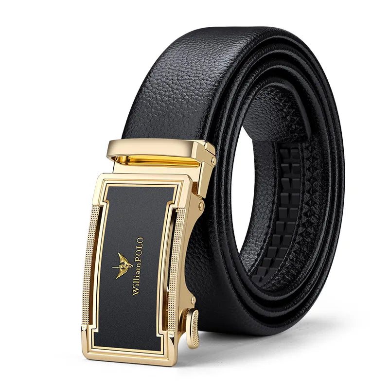 Men's leather belt with automatic buckle, casual pants belt, fashionable high-end belt, business waist belt