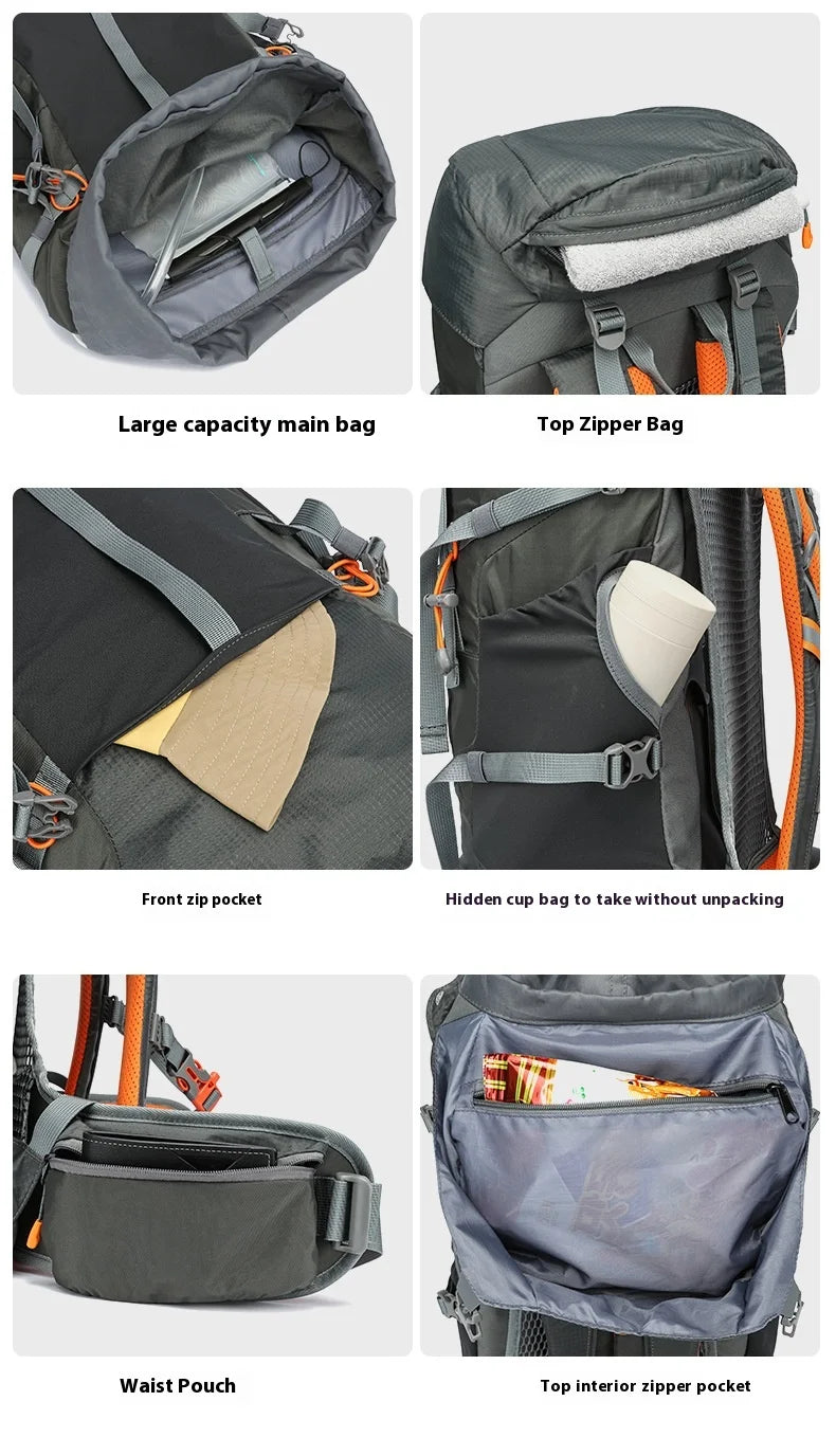 48L Camping Backpack Travel Bag For Men Large Capacity Outdoor Sport Trekking Hiking Mountaineering Shoulder Bag with Rain cover