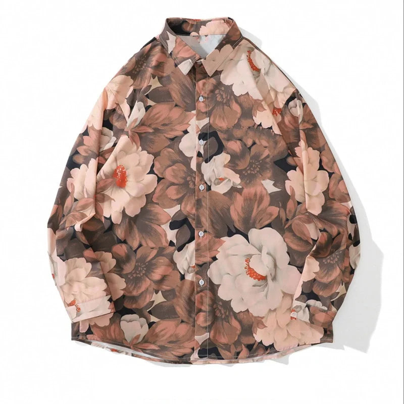 Men's shirts spring and summer long-sleeved 3D printing casual work business 2024 new shirts slim large size 6XL design sense