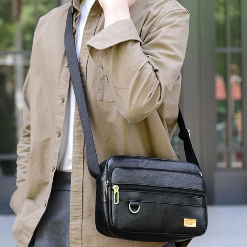Men's PU Leather Crossbody Shoulder Bags High quality Tote Fashion Business Man Messenger Bag  Leather Bags fanny pack