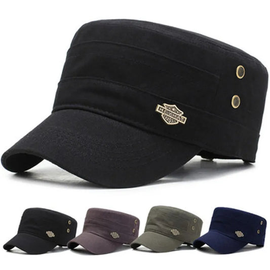 Men  Cap Summer Autumn Casual Cadet Hat Flat Top Caps Female Vintage Hats Bone Man Cap Fashion Shade Cotton Cap