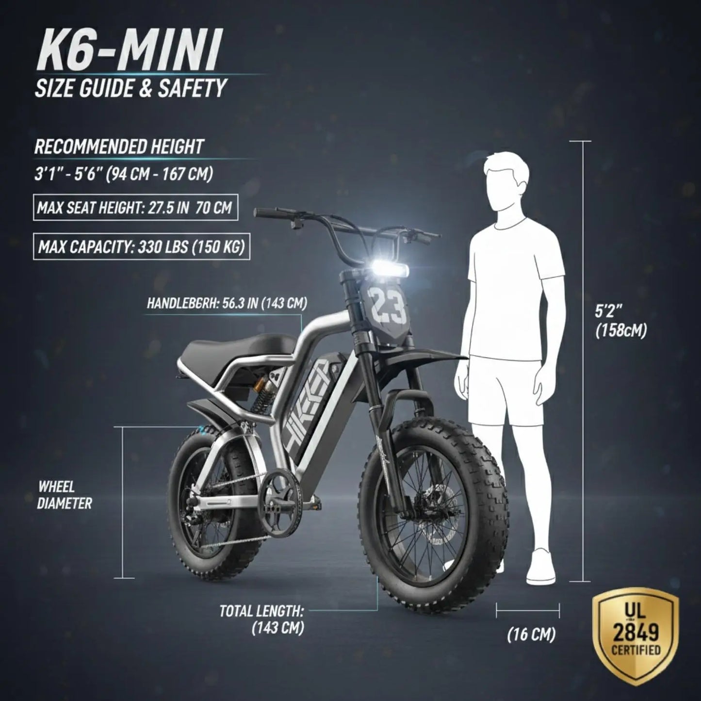 Electric Dirt Bike for Adults, 1500W-3000W Peak Ebike, 16"/20" Fat Tire All-Terrain E-Bike, Dual Suspension, Customized