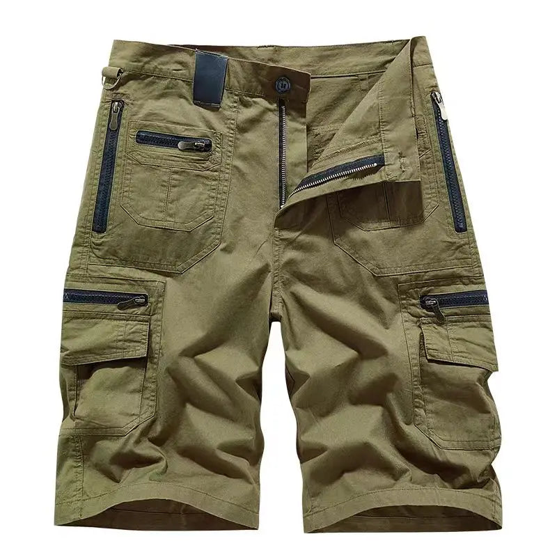 2024 new summer shorts for men, Japanese workwear shorts, casual five quarter shorts, straight leg multi pocket shorts for men