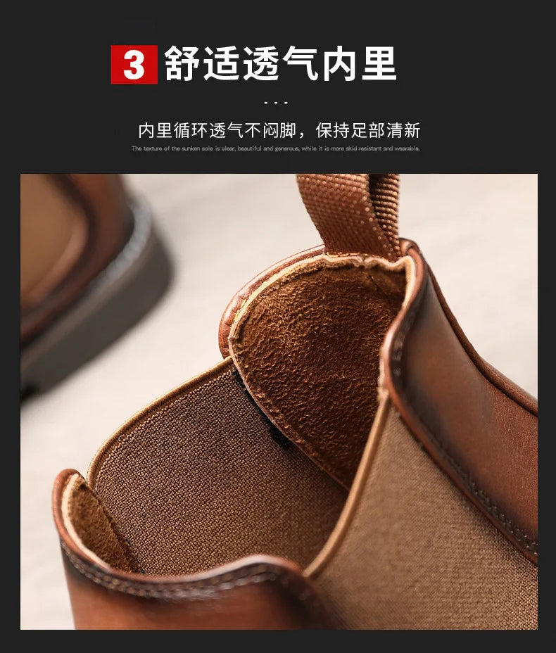 40~46 Men Chelsea Boots Brand Retro Comfortable 2024 Fashion Men Boots