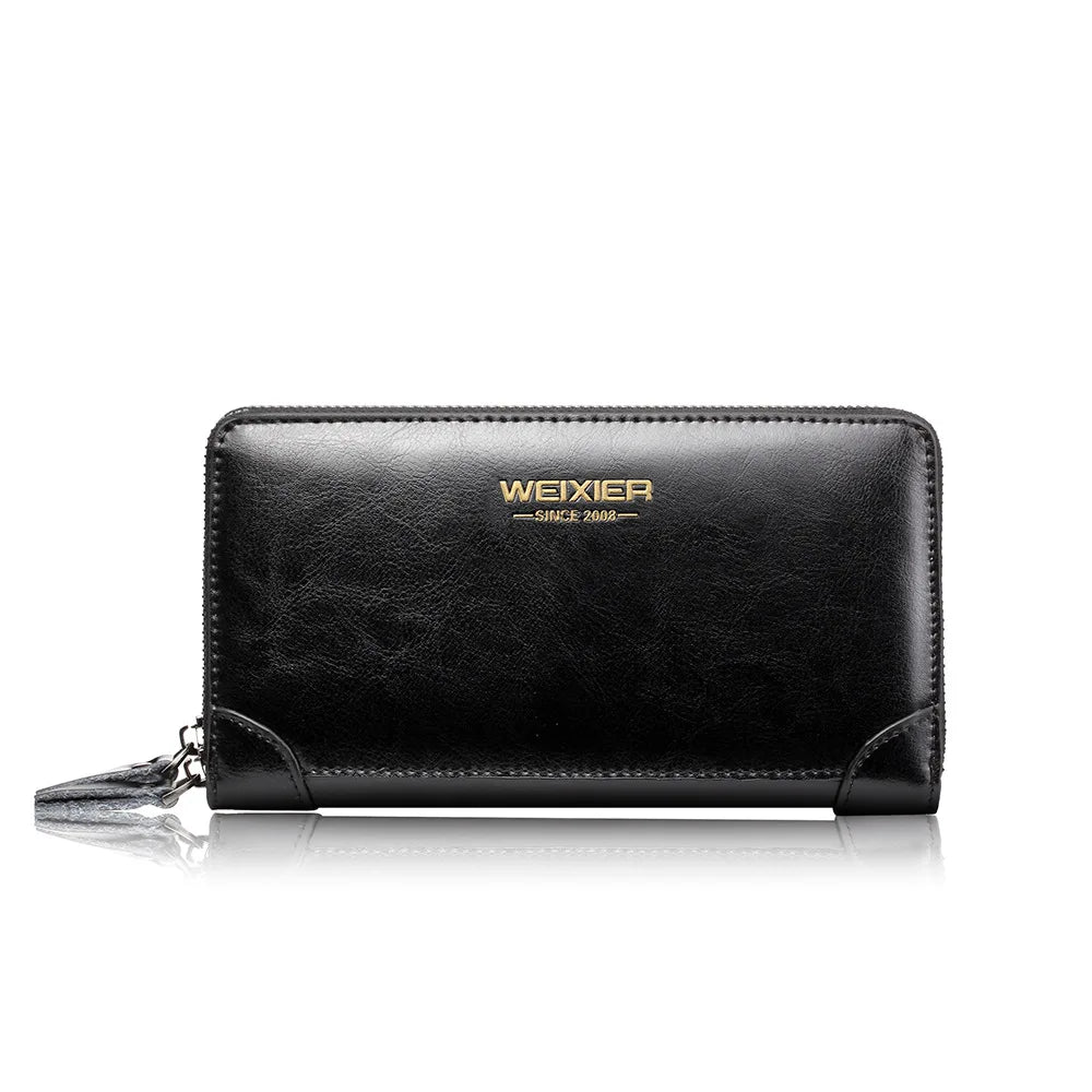 Men's wallet long wallet quality PU leather wallet men's Double Zipper Coin Pocket Purse youth business clutch Phone bag
