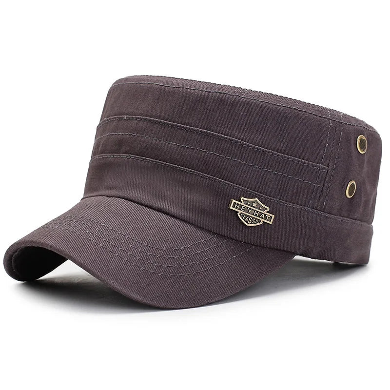 Men  Cap Summer Autumn Casual Cadet Hat Flat Top Caps Female Vintage Hats Bone Man Cap Fashion Shade Cotton Cap