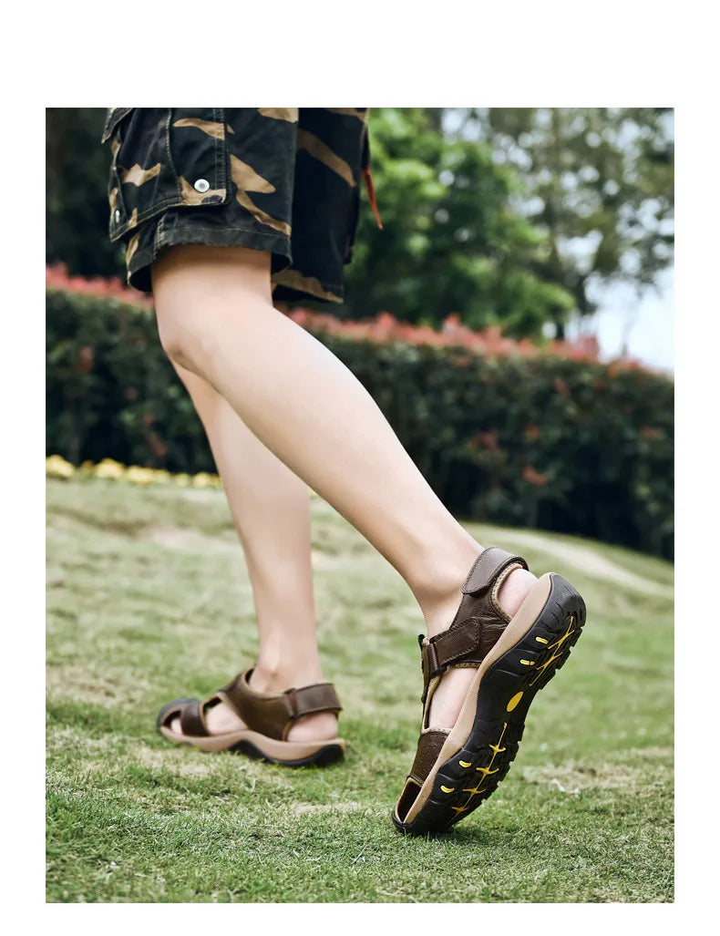 2025 Genuine Leather Men Shoes Summer New Large Size Men's Sandals Men Sandals Fashion Sandals Slippers Big Size 38-47