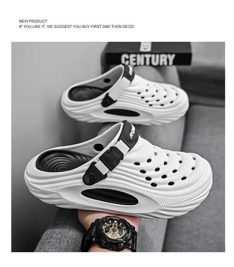 2025 New Men Massage Slippers Slides Indoor Outdoor Sandals Beach Casual Shoes Comfortable Sole Men's Slippers Big Size 40-45