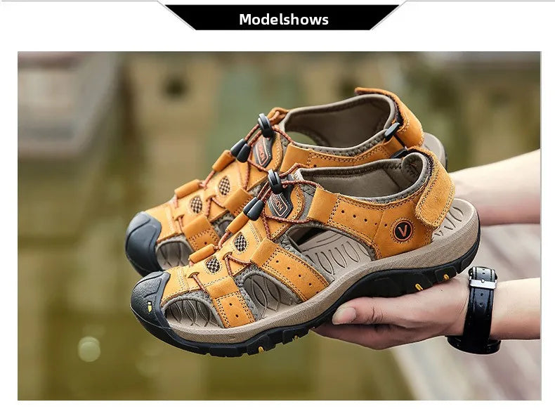 Men Sandals Summer New Large Size Outdoor Casual Beach Shoes Anti Slip Durable Breathable Toe Cover Sandals244