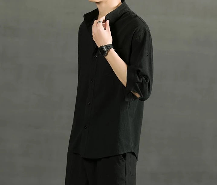 Shirts For Men White Man Shirt Plain With Pocket Linen And Cotton Half Sleeve Social Fashion Summer Designer Sale Xxl Casual Hot