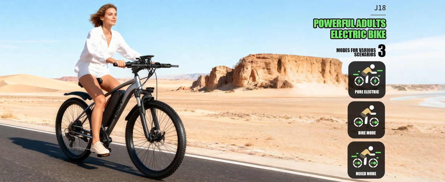 7-Speed E-Bike for Adults, 26" Electric Bicycle 1200W Peak Motor, 55 Miles 25MPH Commuting & Off-Road Electric Mountain Bike,