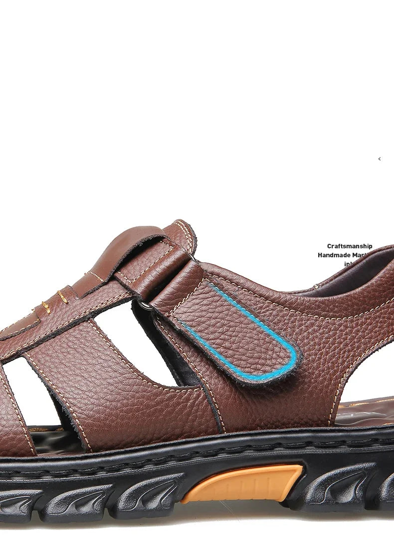Men's Sandals Adjustable Solid Color Shoes Summer Casual Comfort with Durable Rubber Sole, Breathable PU for Outdoor Walking