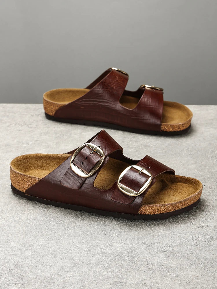 Couple's New Genuine Leather Slippers Summer Men's and Women's Water Beach Shoes Casual Sports Sandals Non slip Breathable Shoes