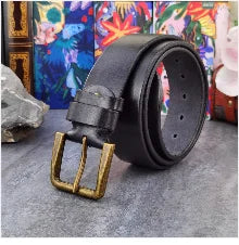 Brass Owl Belt Buckle Yellow Belts For Men Ceinture Homme Men Leather Belt Cowboy Jeans Male Leather Belt Strap Wide MBT0106
