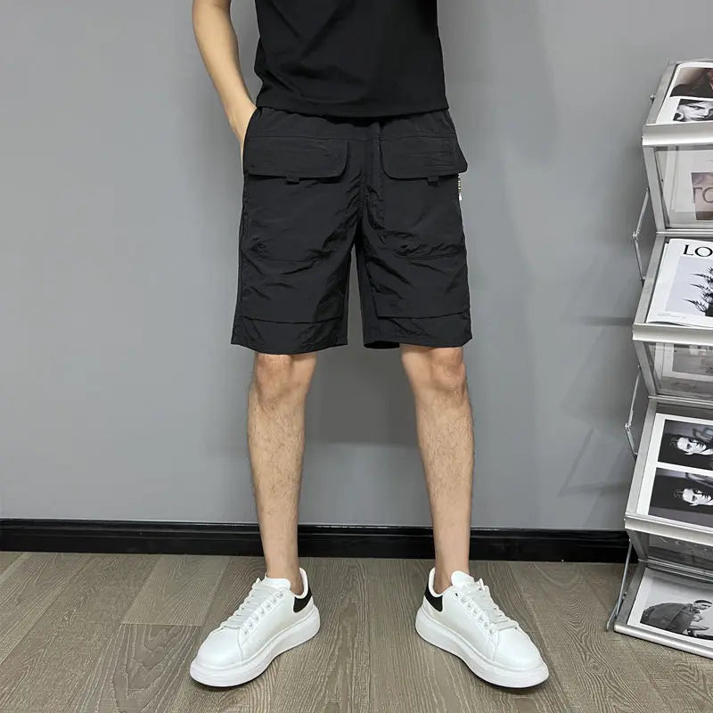 Men's Shorts Summer Thin American Large Pocket Work Casual Trendy Versatile Ice Silk Quick-drying Beach Pants Men
