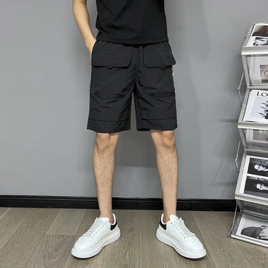 Men's Shorts Summer Thin American Large Pocket Work Casual Trendy Versatile Ice Silk Quick-drying Beach Pants Men
