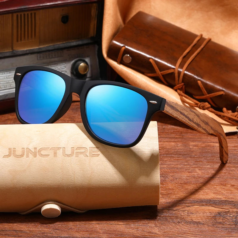 JUNCTURE Fashion Bamboo Wood Vintage Square Sunglasses Men Women Luxury Brand Designer Sun Glasses Wooden Driving UV400 Eyewear