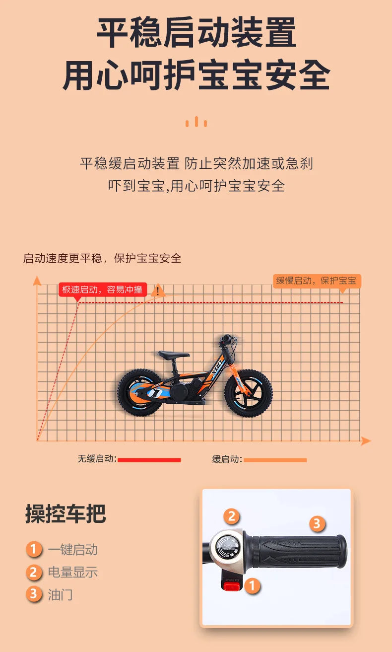 12-inch Children's Electric Bicycle Outdoor Off-road Portable Shock-absorbing Scooter