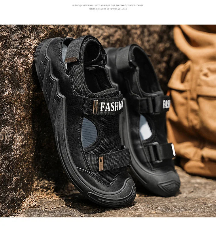 Men's Sandals Soft Bottom Summer Vacation Casual Beach Shoes Breathable Baotou Sandals