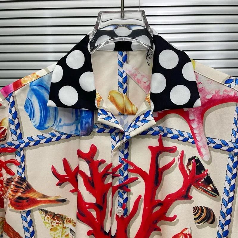 Loose Short Sleeve Shirts for Men Summer Designer Clothes Casual Social Paisley Colorful Digital Printed Shirt Camisas De Hombre