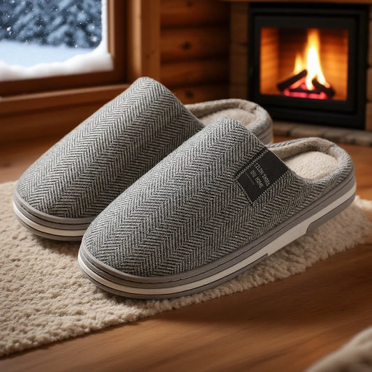 Men Slippers Winter Warm Cotton Slippers Men and Women Couples Flats Soft Non-slip Slides Home Indoor Slippers Large Size 40-51
