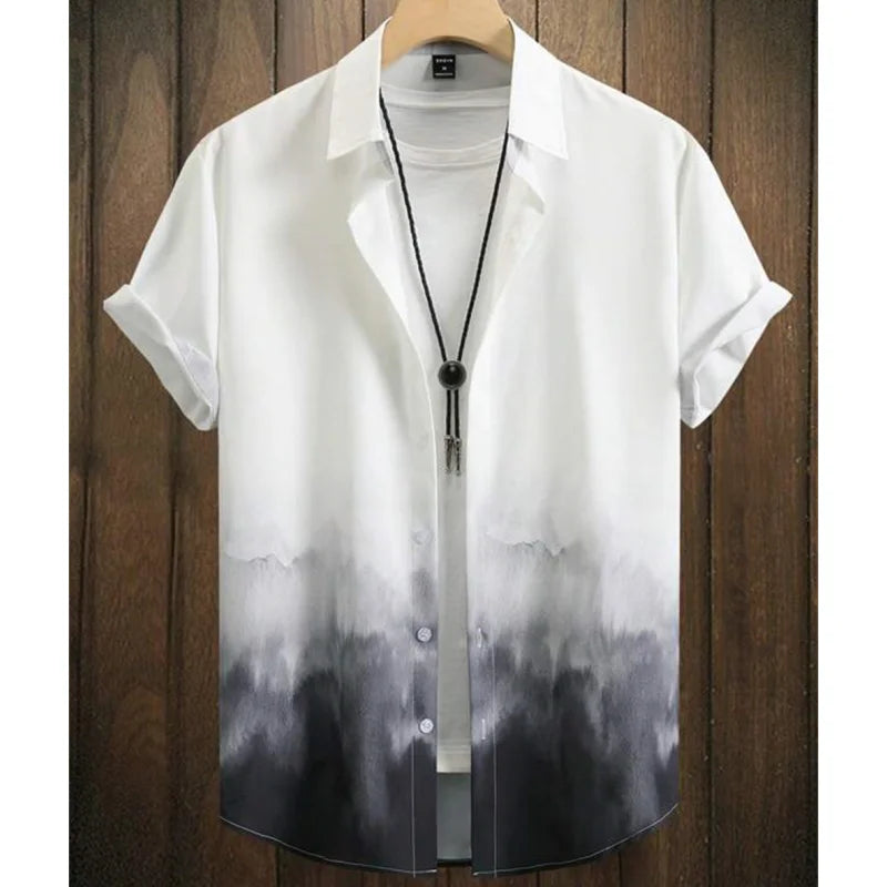 Fashion Shirt for Men 3d Ink Painting Prints Men'S Clothing Daily Casual Short Sleeve Beach Party Sweatshirt Street Hawaii Shirt