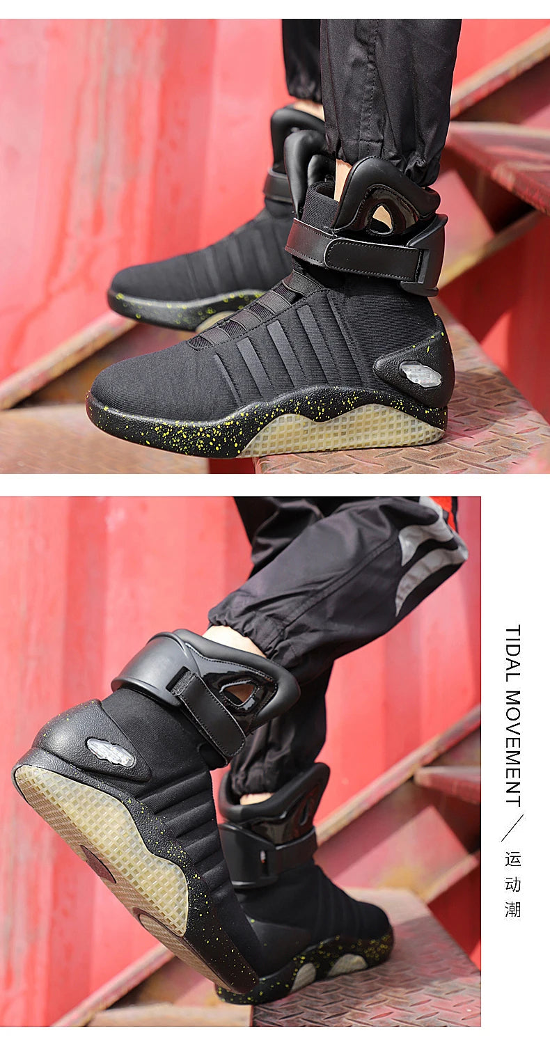 New Boots for Men,Women,USB Rechargeable Glowing Shoes Man Winter Boots Party Shoes Cool Soldier Boots Back to Future