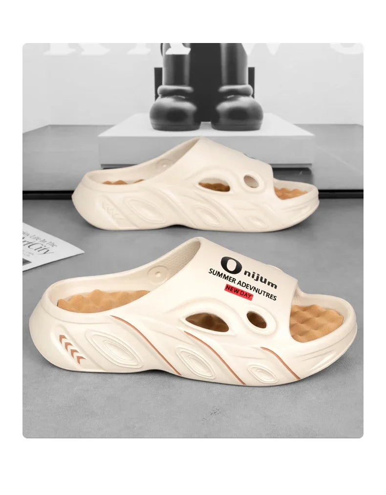 Summer Men's Massage Slippers Indoor Outdoor Sandals Beach Men Casual Shoes Comfortable Slides Flip-flop Men Women Home Slippers