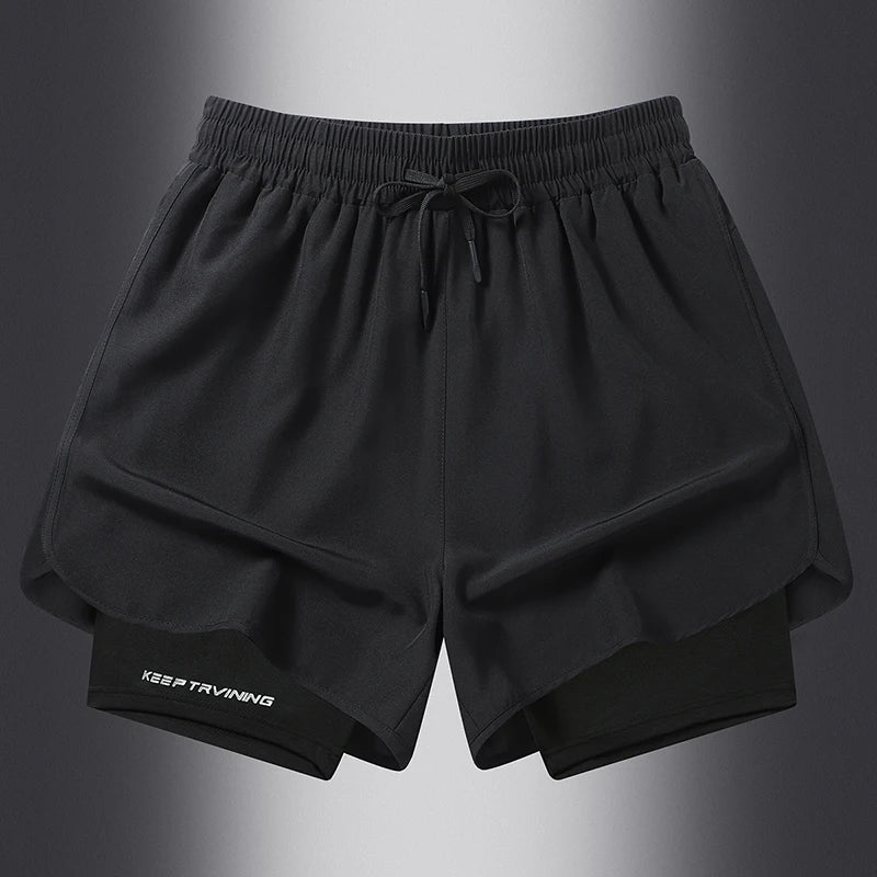 Sport Shorts Men Sportswear Double-Deck Running Gym Beach Jogging Bottoms Women Summer Fitness Training Quick Dry Shorts Pants