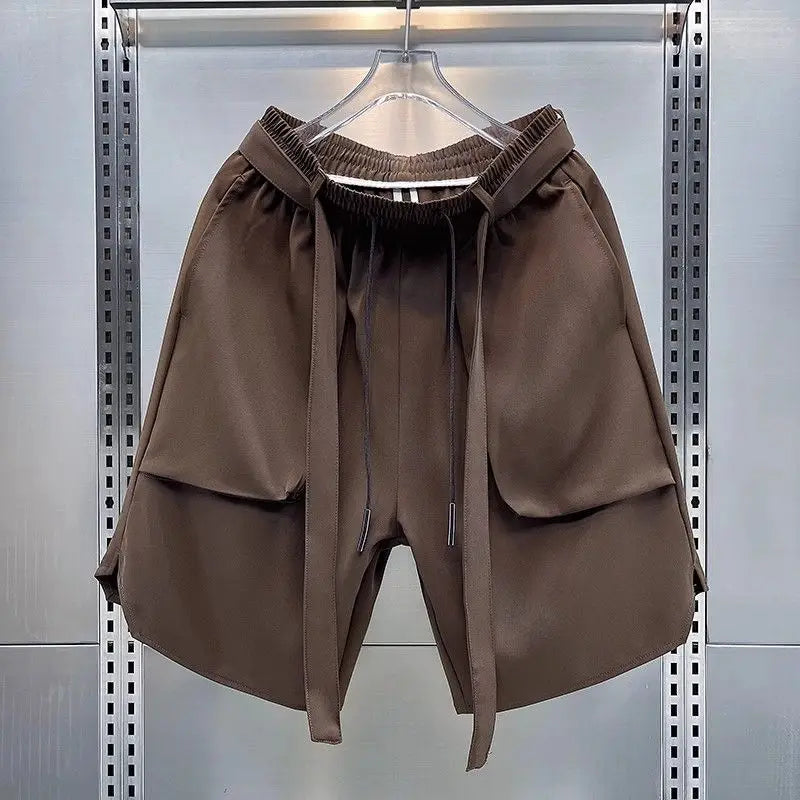 Summer New Shorts Men Thin Casual Loose Tooling Five-point Pants Solid Pocket Pantalones Cortos Hombre Elastic Waist Sweatpants