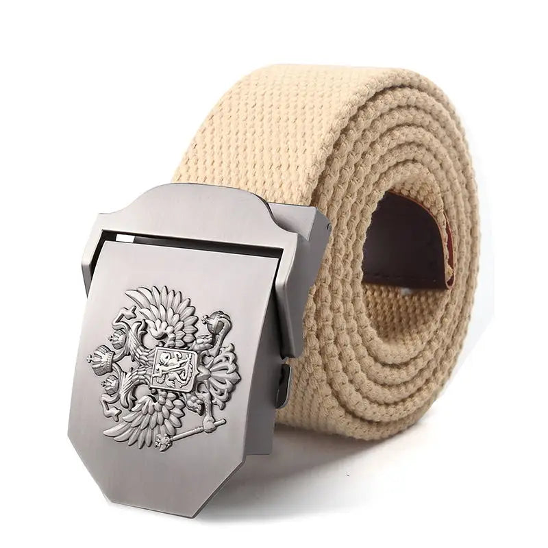 Men Canvas Belt Russia Metal Buckle Belts for Men Jeans Waistband Army Military Tactical Belts Outdoor Soldier Strap Male Black