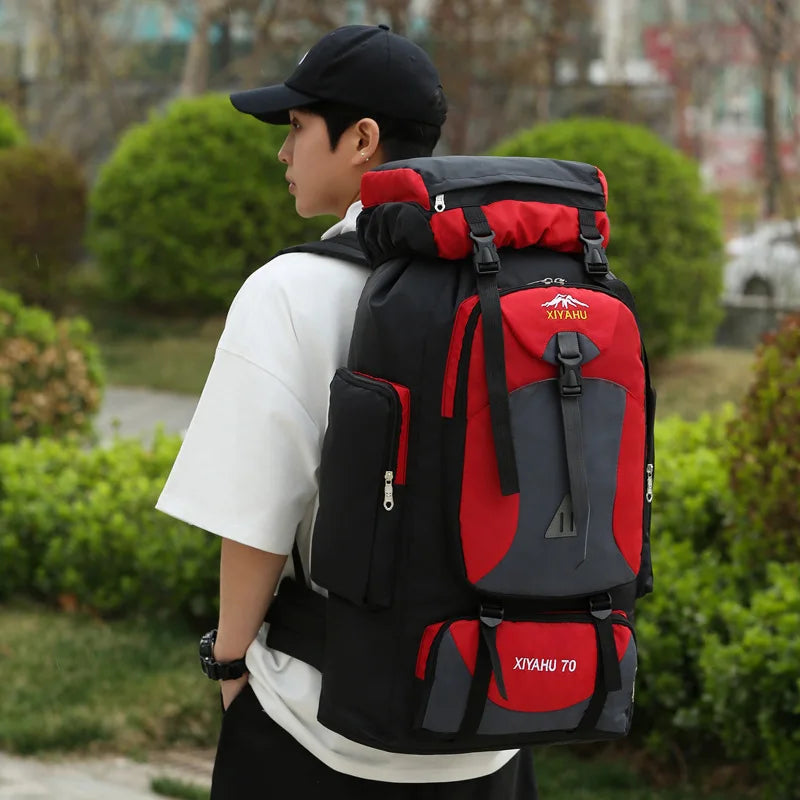 70L Travel Backpack Camping Men Large Hiking Bag Nylon Camping Large Capacity Travel Outdoor Sports Shoulder Bags Luggage