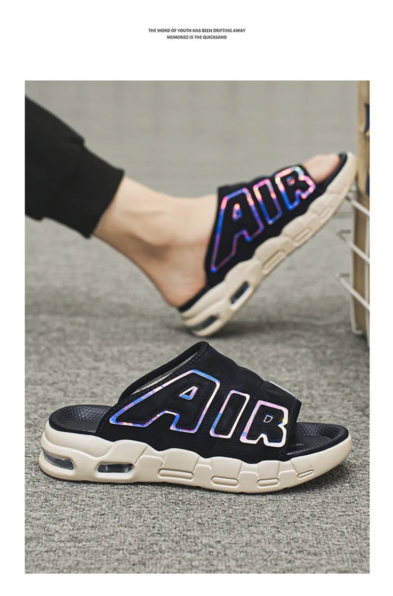 Men's Slippers 2025 Summer New Casual Slippers Fashion Air Cushion Sports Slippers for Men Non Slip Beach Shoes Designer Slides