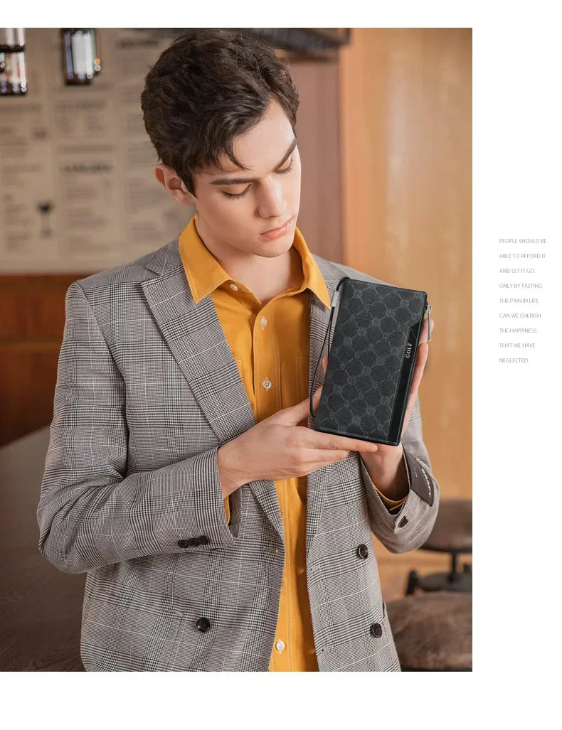 GOLF Long Wallet for Men Leather Male Clutch Bag Purse Wallet Wrist Bag Credit Card Organizer Hand Bags Money Clip Minimalist
