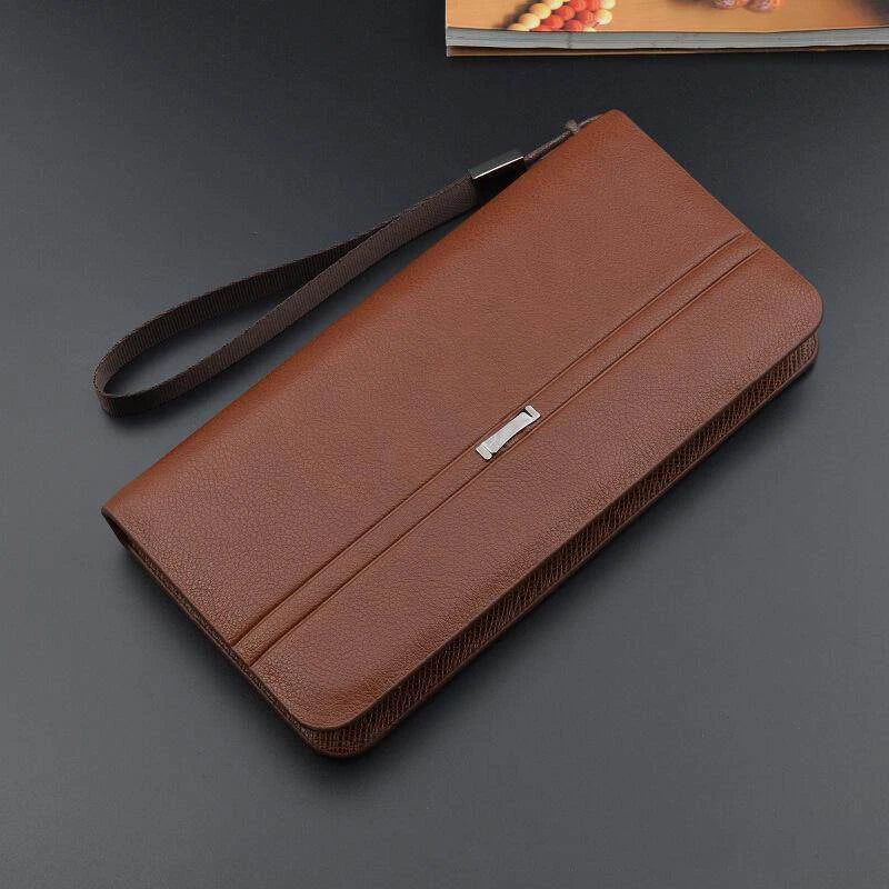 Men's Leather Long Wallet - Business Clutch with Phone Slot & Card Holder, Large Capacity Gift for Dad/Husband/Boyfriend