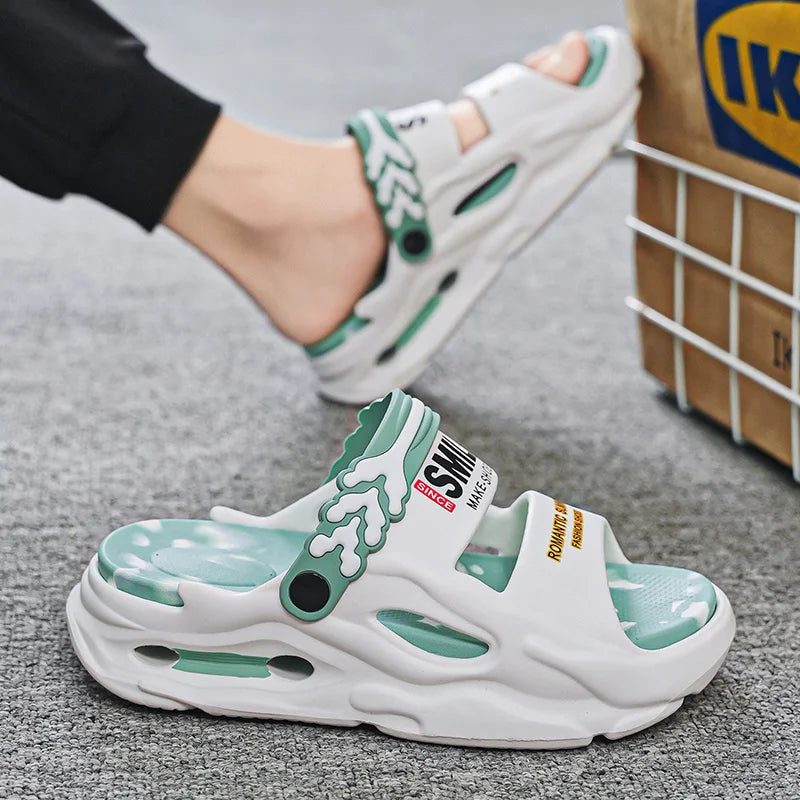 Fashion Men's Slide Slippers 5CM Platform EVA Beach Shoes Men Comfortable Outdoor Cloud Slippers For Men Summer Pantuflas Hombre