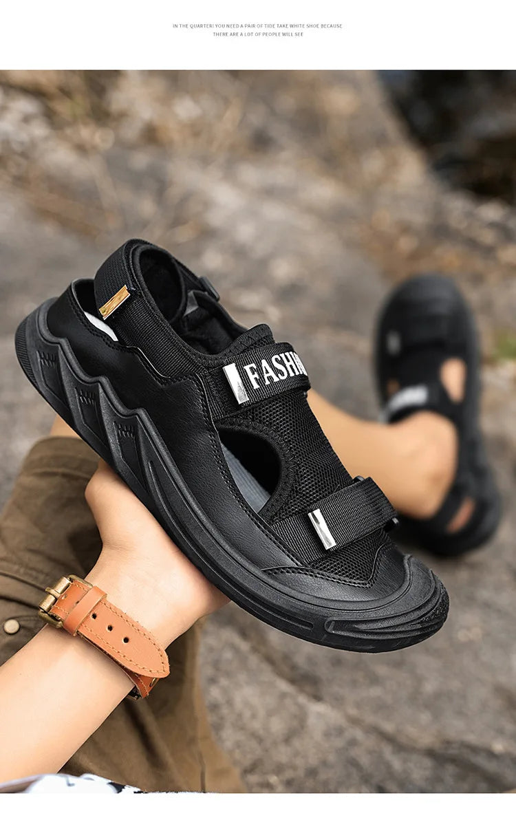 Men's Sandals Soft Bottom Summer Vacation Casual Beach Shoes Breathable Baotou Sandals