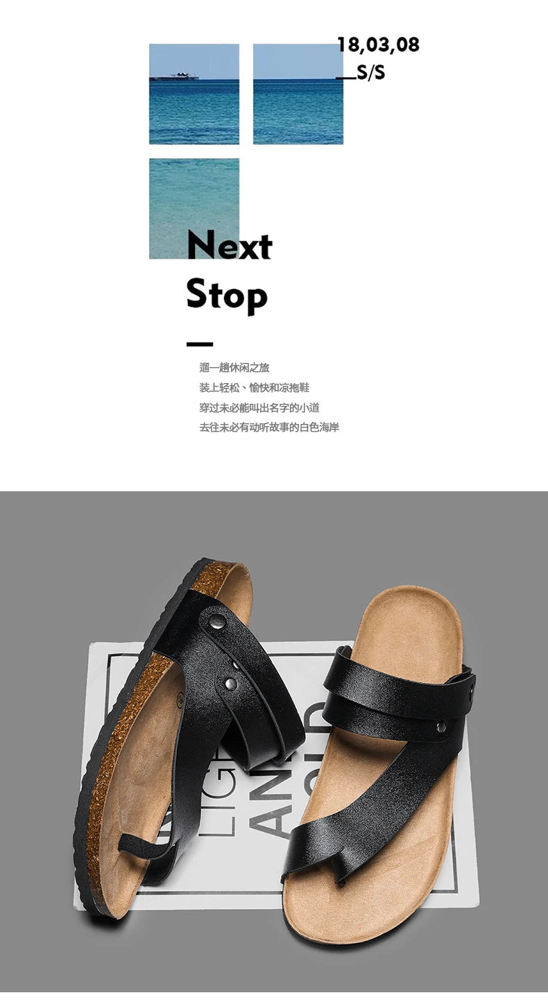 Mens Outdoor Open Toe Sandals Summer Breathable Beach Shoes Casual Sandals Indoor Soft Bottom Thickening Comfortable Non-slip