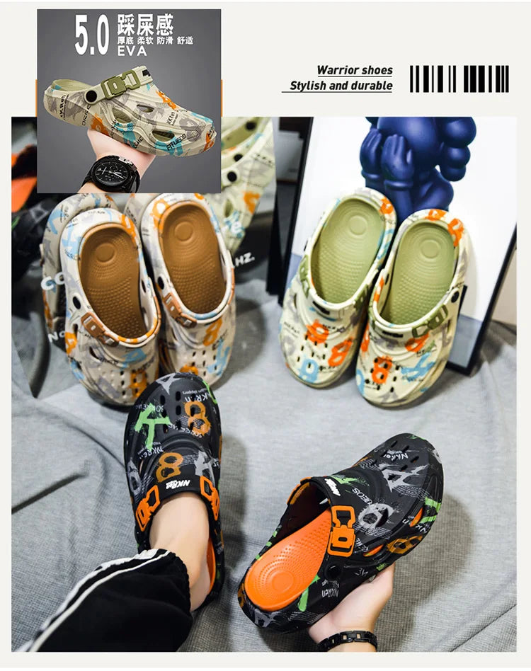 2025 New Men's Clogs Slippers Home Platform Sandals Summer Outdoor Beach Water Shoes Non-slip Male Sneakers Lightweight Sandals