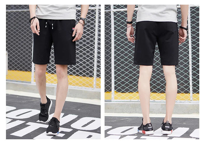 Shorts Men Cotton Casual Sports Men's Solid Shorts Drawstring Bermudas Elastic Waist Beach Short Pants Cool Summer New Fashion