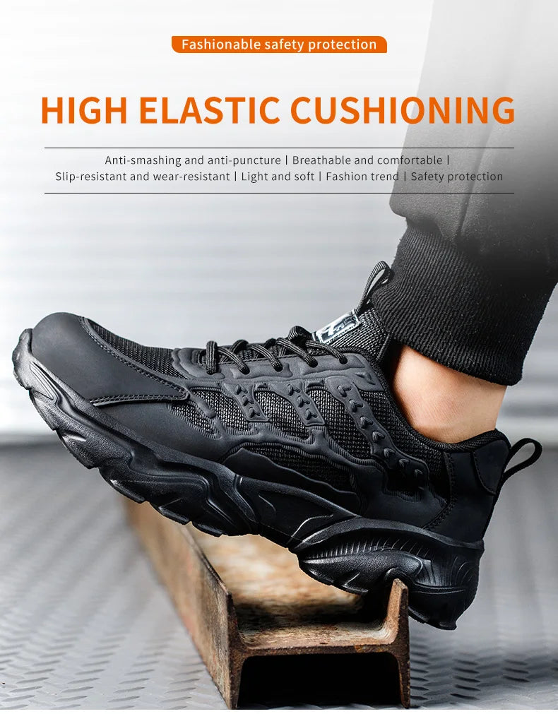 Work Safety Shoes For Men Lightweight Protective Work Sneakers Lightweight Men Shoes Breathable Shoes Anti-Puncture Work Shoe